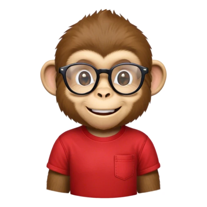 Smiling Monkey in red tshirt and jeans with glasses on  sticker