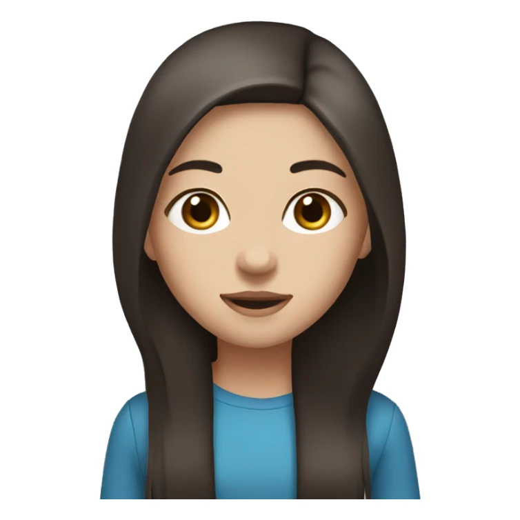 Girl with dark brown long straight hair and blue eyes sticker