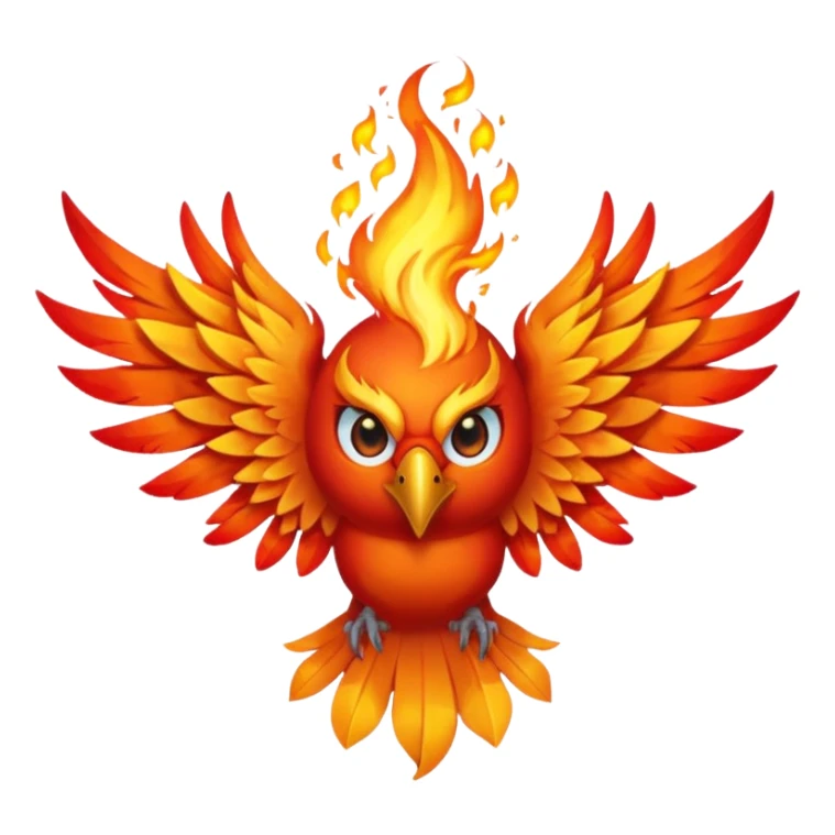 Phoenix force from marvel in a shape of flame bird face to screen with spread wings sticker