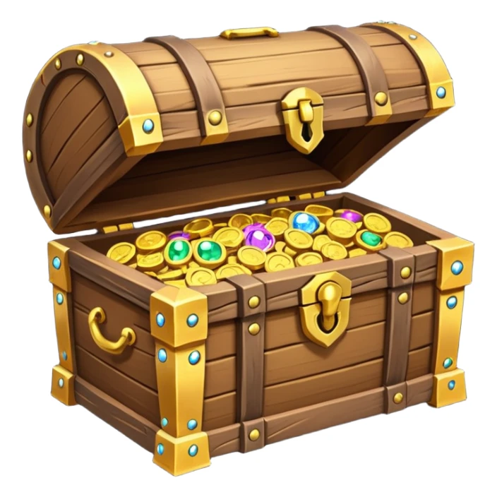 unlocked treasure chest glowing from the inside coins ,gems, RPG game style sticker