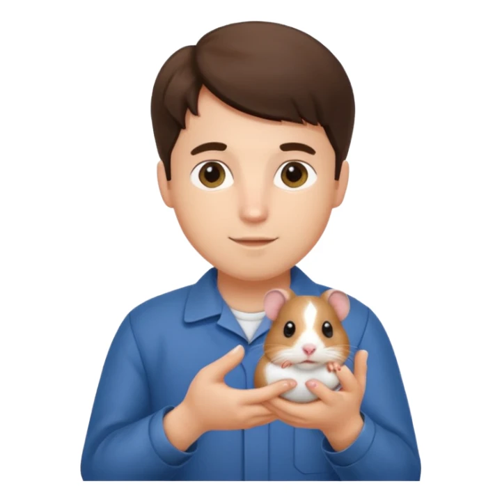 a brunette man vet holding a hamster sticker