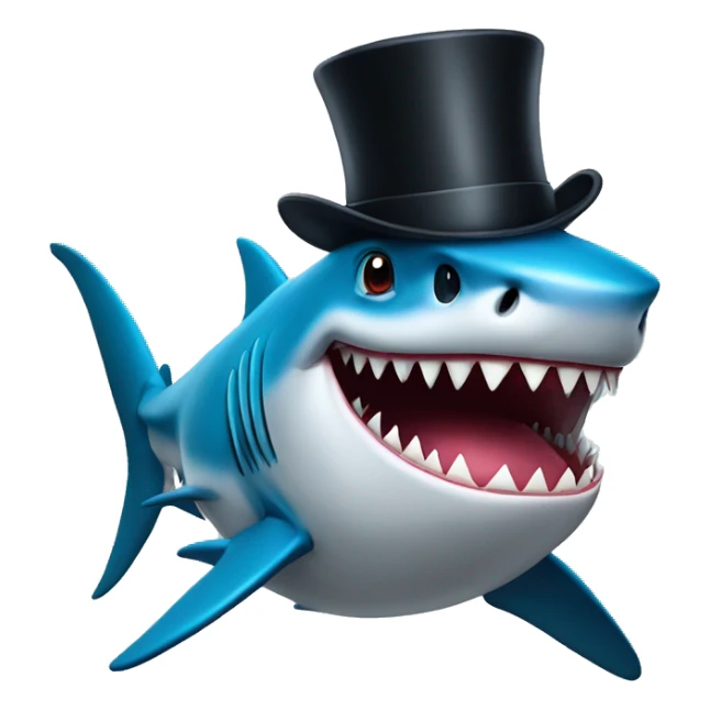 Shark with a top hat sticker