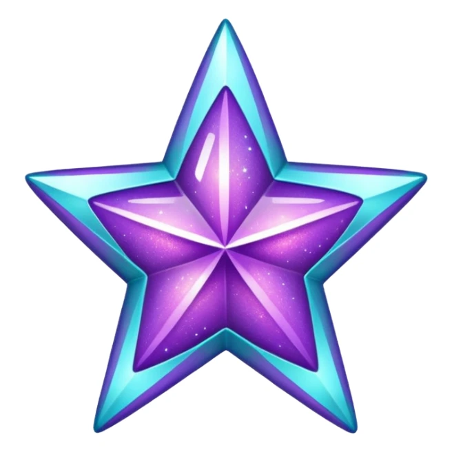 glitter purple and cian star sticker