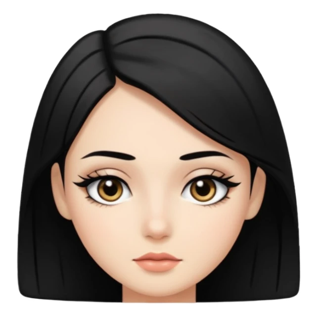 black hair side part with eyeliner  sticker