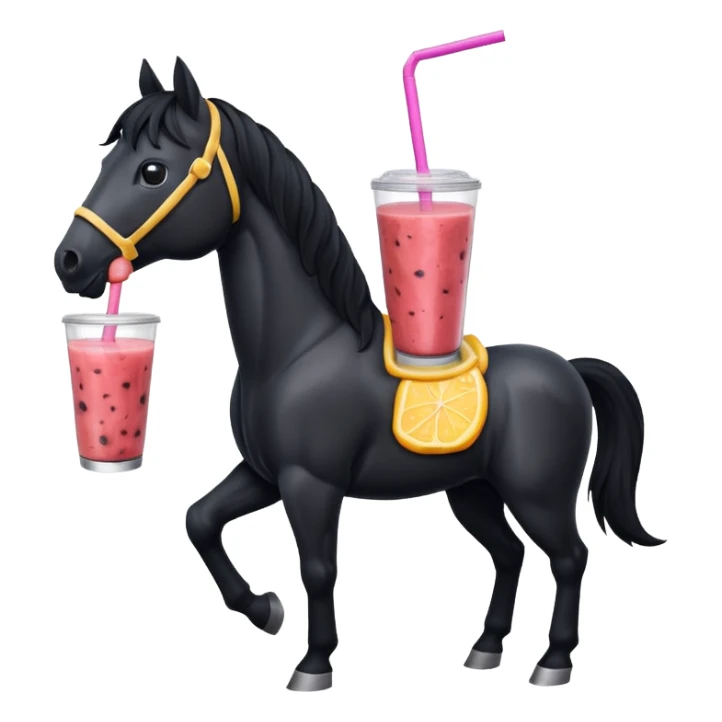 black horse character holding smoothie sticker
