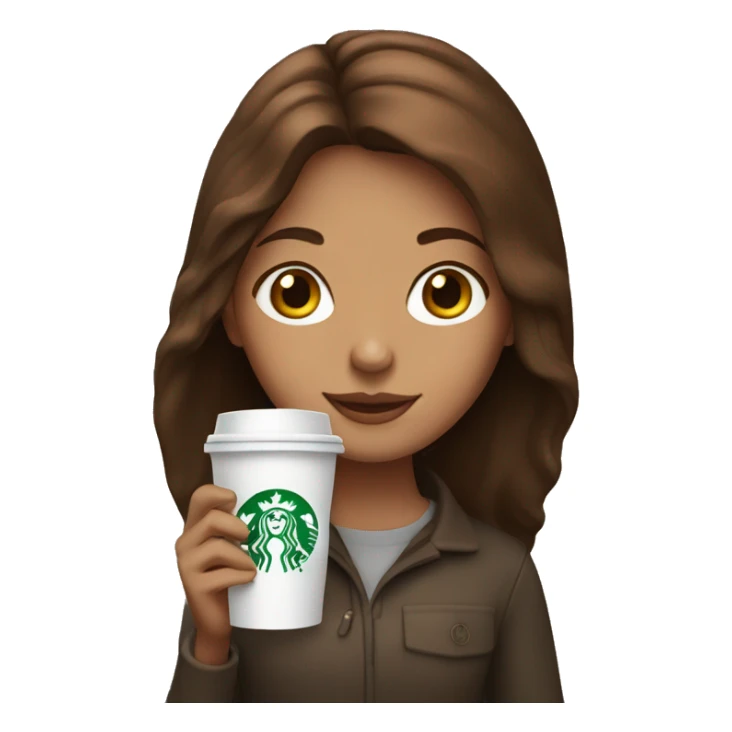 Girl with brown hair holding starbucks coffee sticker