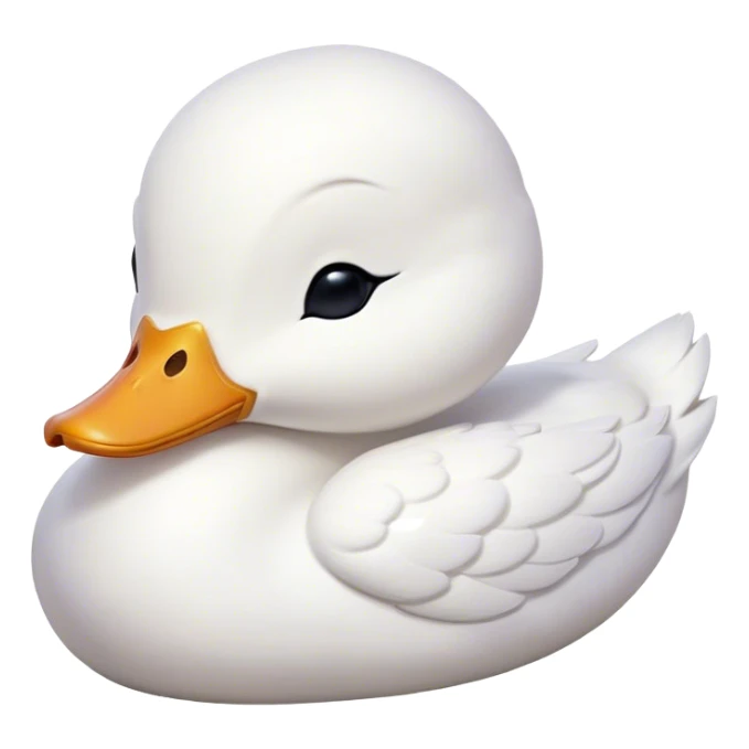 Meme-Worthy Cute Sleeping White Duck Portrait Emoji, Head resting peacefully with a contented smile, showcasing a sleek, graceful build and a luxuriously soft pure white plumage, eyes shut in a serene, restful nap, Simplified yet hilariously adorable features, highly detailed, glowing with a soft, drowsy light, high shine, relaxed and utterly lovable, stylized with an air of playful laziness, bright and heartwarming, soft glowing outline, capturing the essence of a comically sleepy duck, so meme-worthy it feels like it could instantly become the next viral sensation of adorable slumber! sticker