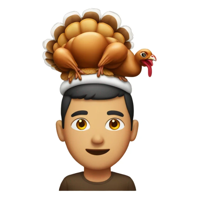 Person with turkey on their head sticker