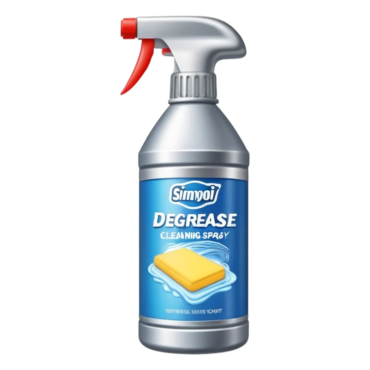 cleaning metal surface with degreaser spray, shiny clean metal sticker