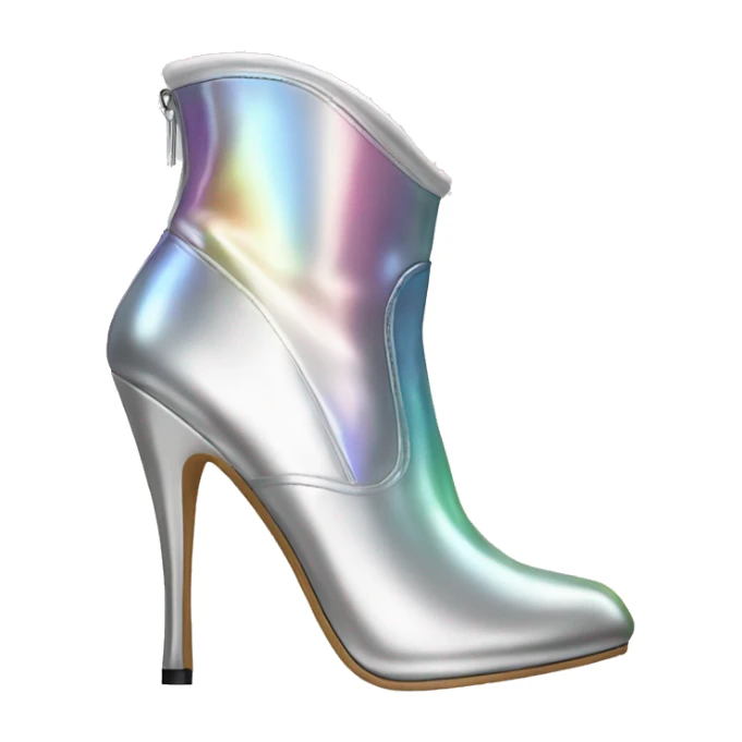 Realistic pair of silver to white ombre iridescent high heel ankle boots. sticker