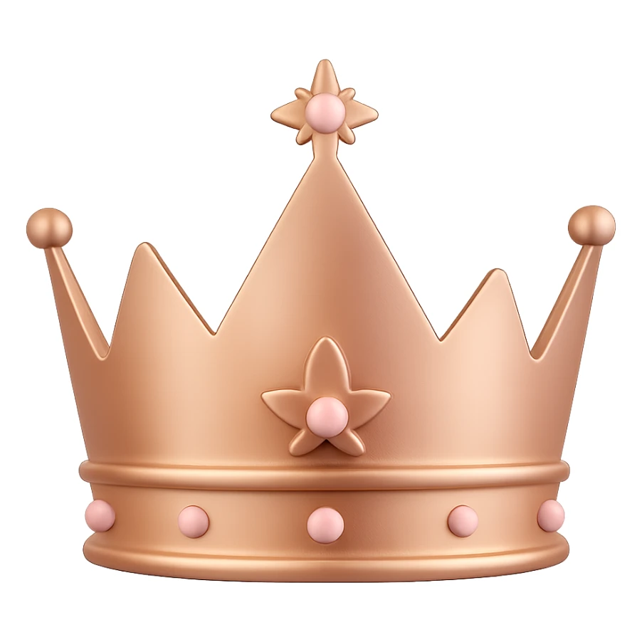 Change the crown to copper metallic, keep soft pink and minimal background, 3D emoji style, with no background sticker