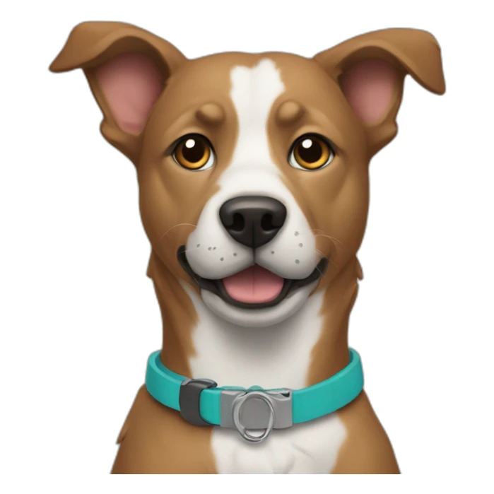 Dog with a collar with the name Corentin written sticker