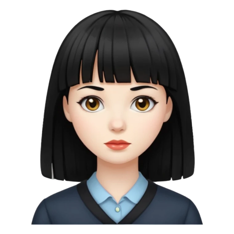 woman with bangs and black hair sticker