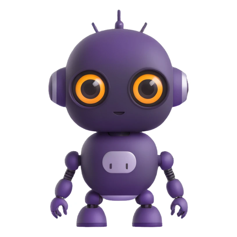adorable AI robot with big eyes sticker