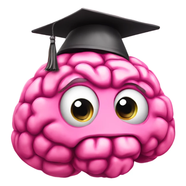 pink brain in a pink graduation hat, do not put face on brain sticker