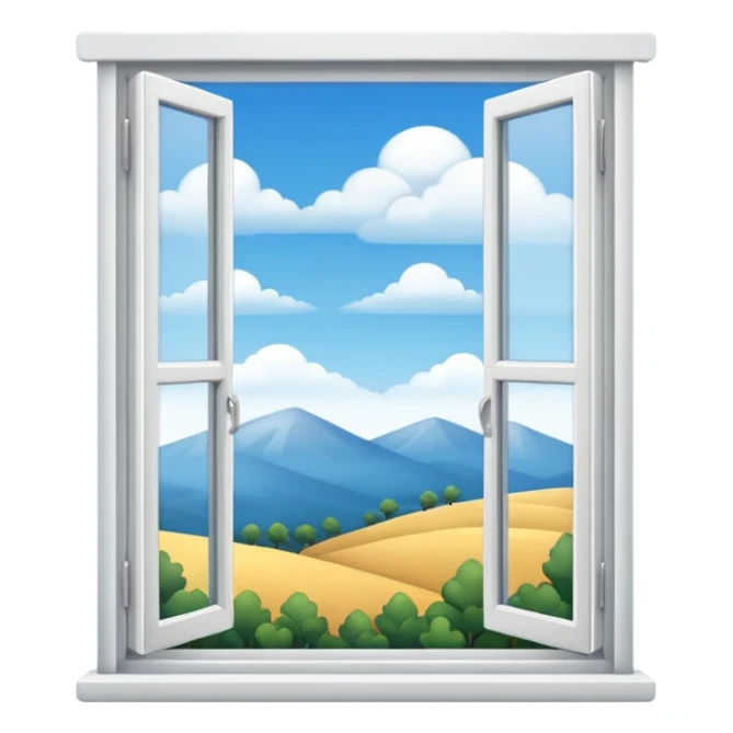 generate white open window with exterior background sticker