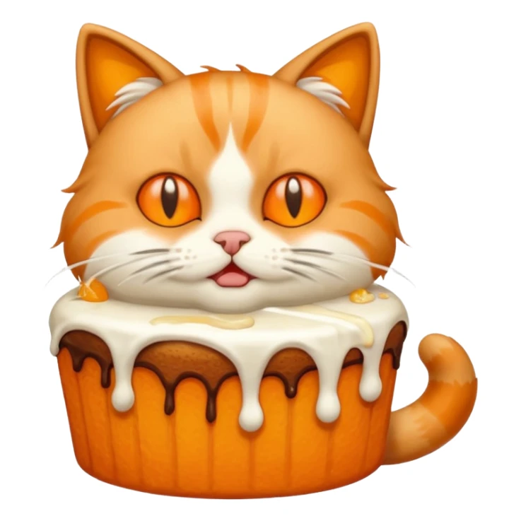 Cat vomiting because of eating cake sticker