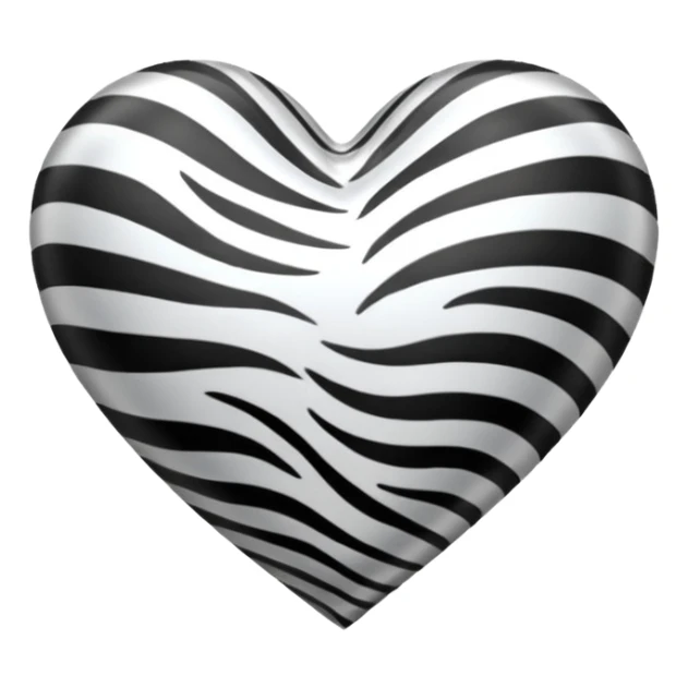 White satin heart like zebra style sticker
