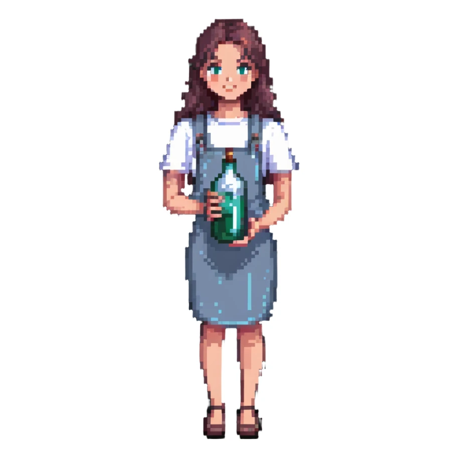 young woman holding a bottle of Malibu sticker