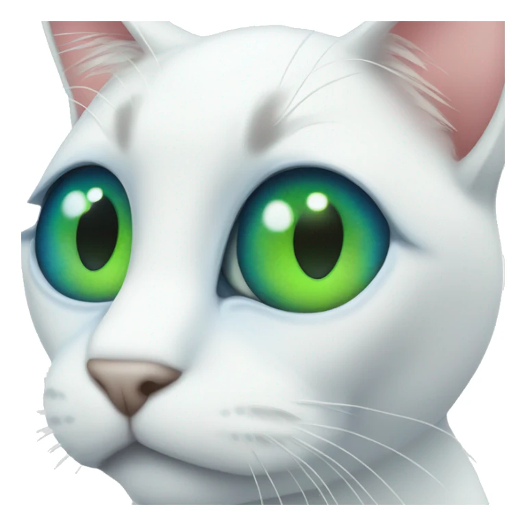 A white cat with an eye Blue and the other green sticker