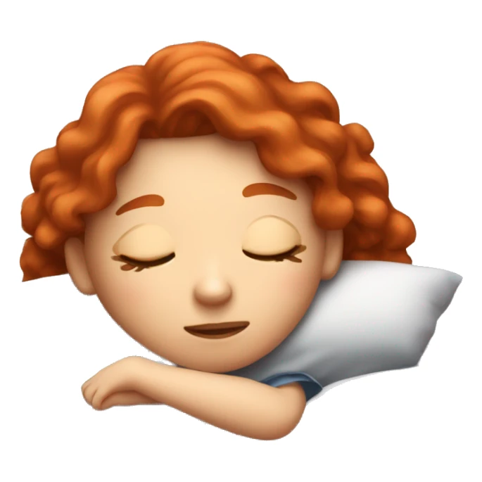 A red-haired girl sleeping on the bed  sticker