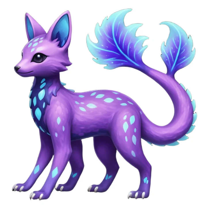Rare realistic purple indigo violet nebulae shiny sparkly dark-neon glowing bioluminescent edgy badass epic pretty beautiful handsome gorgeous aesthetic colorful vibrant Vernid-Trico-species-Fakemon-creature by LiLaiRa, 4 legs, 1 tail, random markings, (full body) sticker
