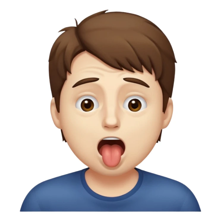 Weak man with disheveled hair, large dark circles under his eyes, and yawning sticker