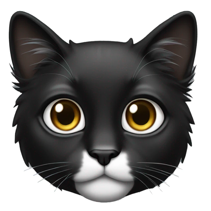 black long hair cat with black and white muzzle sticker