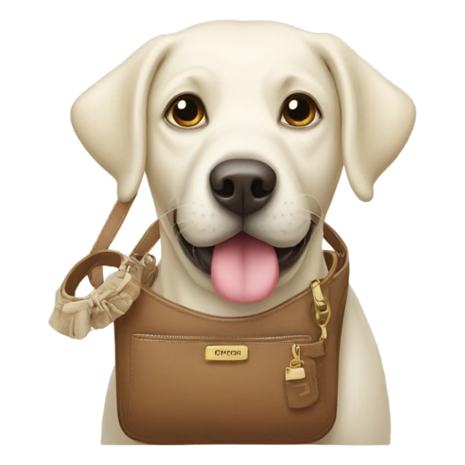 White Labrador holding a purse in her mouth  sticker