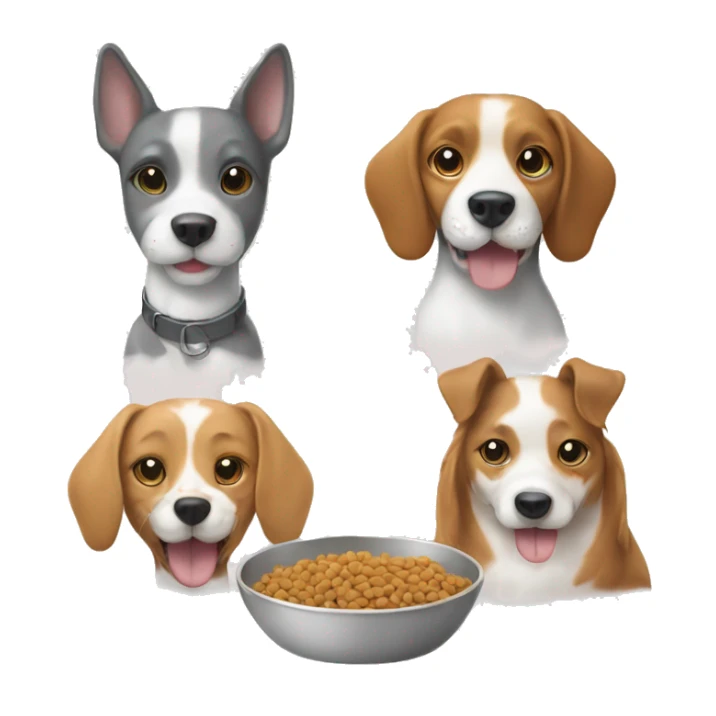Dog,cat and bowl food in line drawing sticker