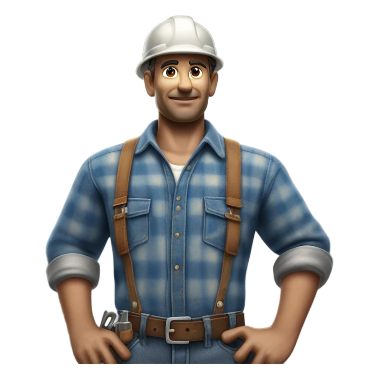 photorealistic blue collar worker 1950s sticker