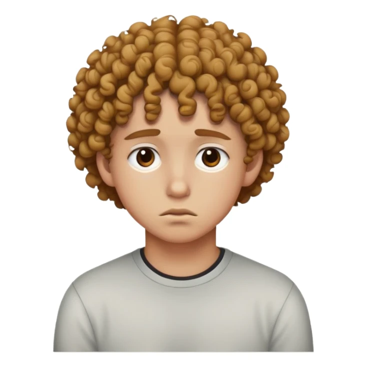 Teen with curly hair sad sticker
