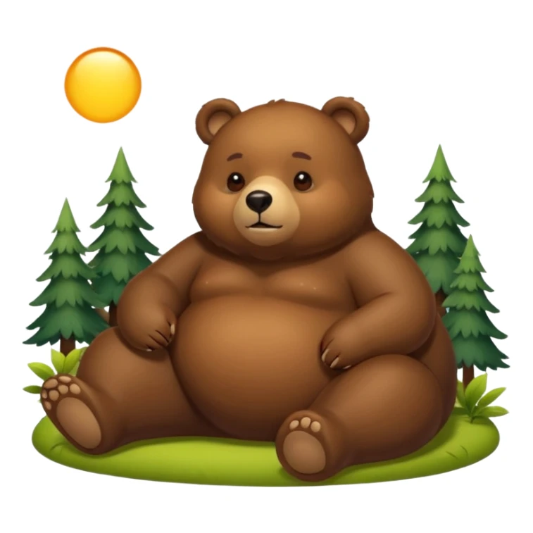chubby bear lounging in a sunny forest sticker