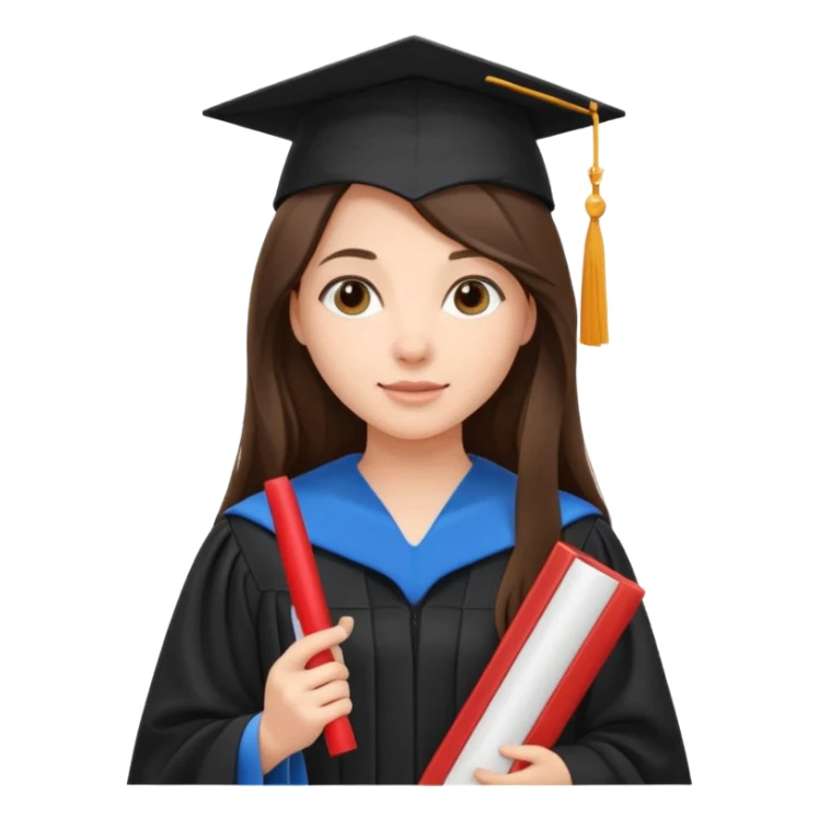 young brunette girl long hair university graduate sticker