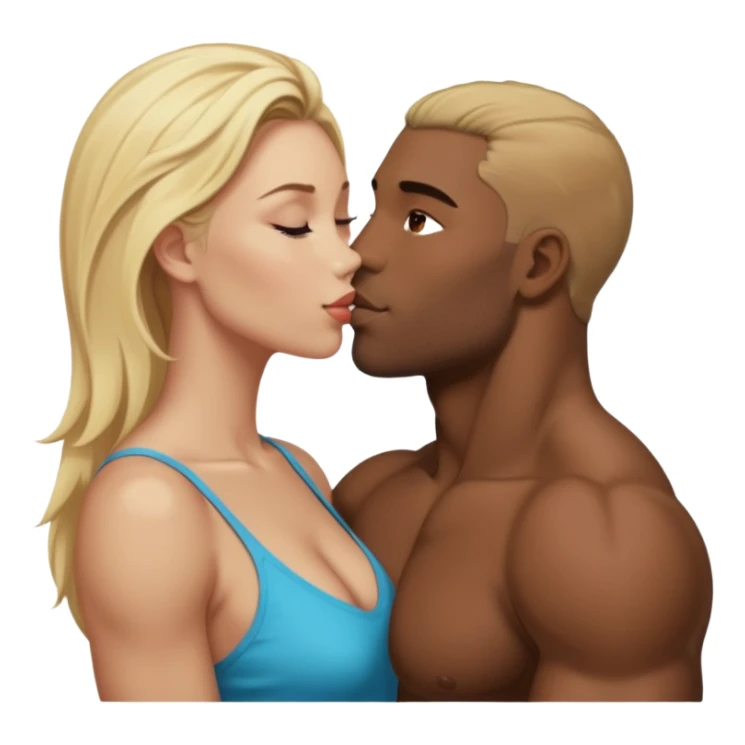 Muscular black man kissing a beautiful blonde  sticker
