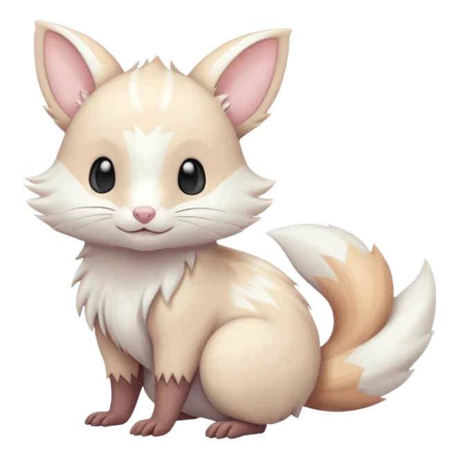 White Silvery Light Grey Pastel Albino Furret-Linoone-Eevee-fusion sticker