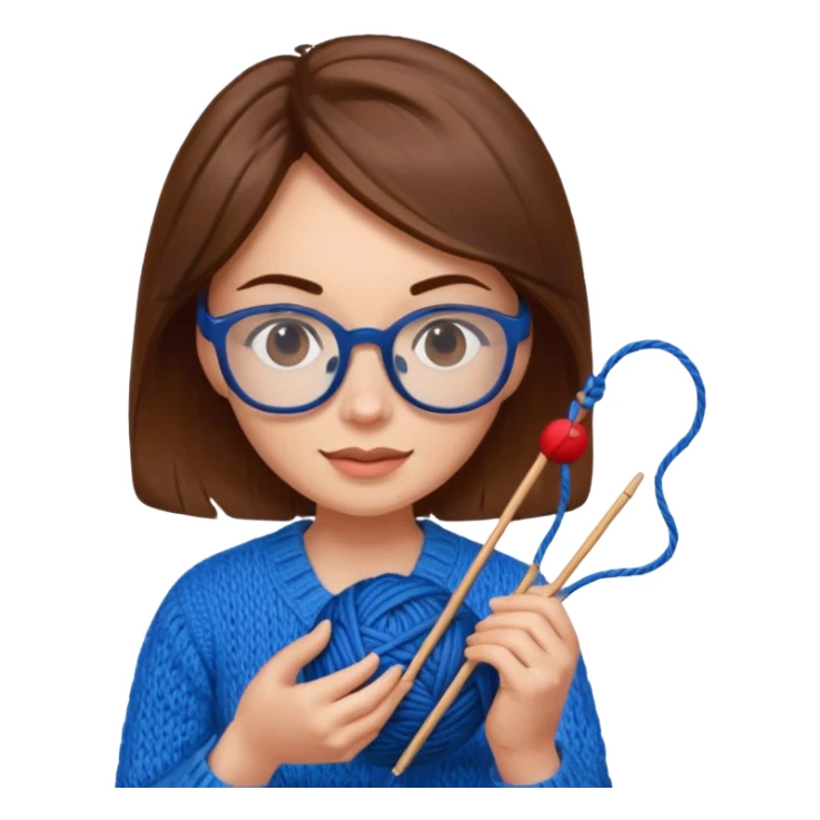  Woman with brown hair Knitting emoji sticker