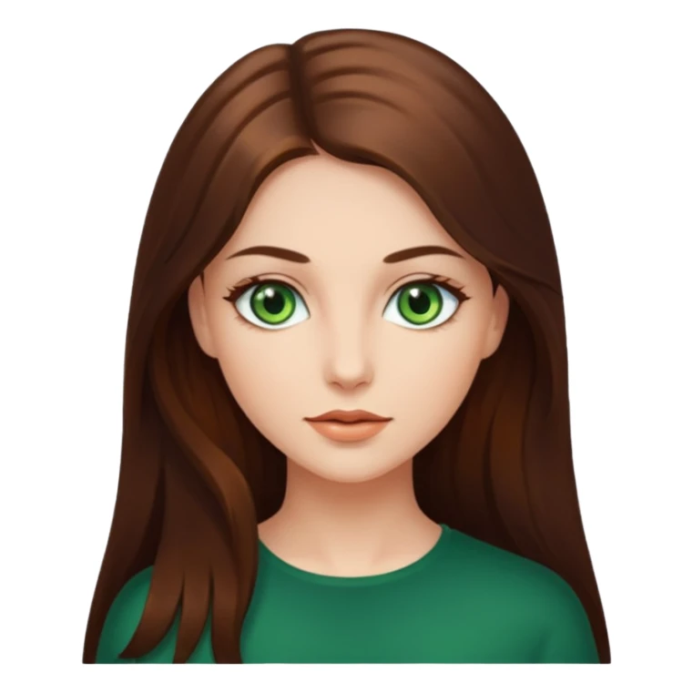 noia molt bonica amb caobells llargs i marrons brillanta i ulls verds sticker
