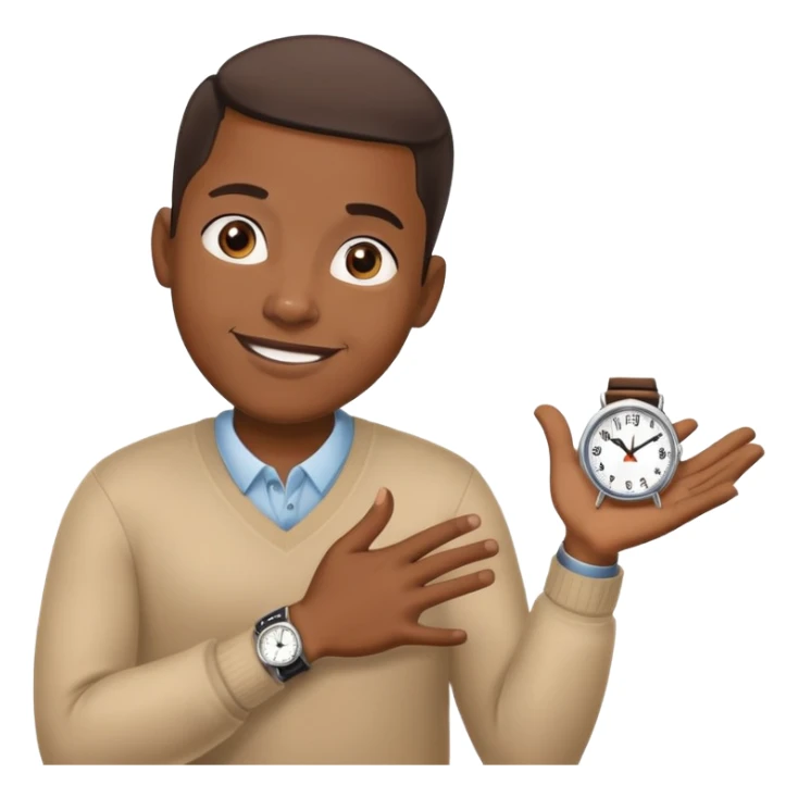African American shrugging with watch on  sticker