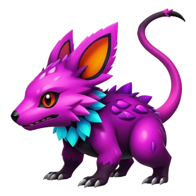 Dark bright neon colorful edgy exotic Fakémon-Pokémon-Vernid-creature sticker