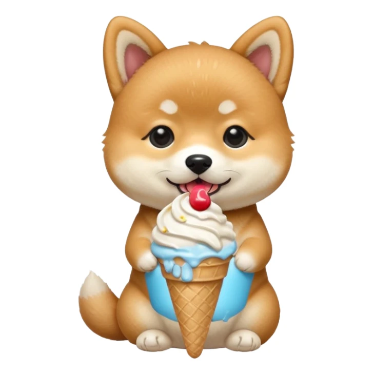 The baby shiba dog with icecream sticker