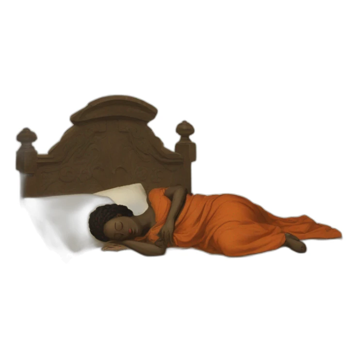 The folk african woman sleeping in bed, 17th century sticker
