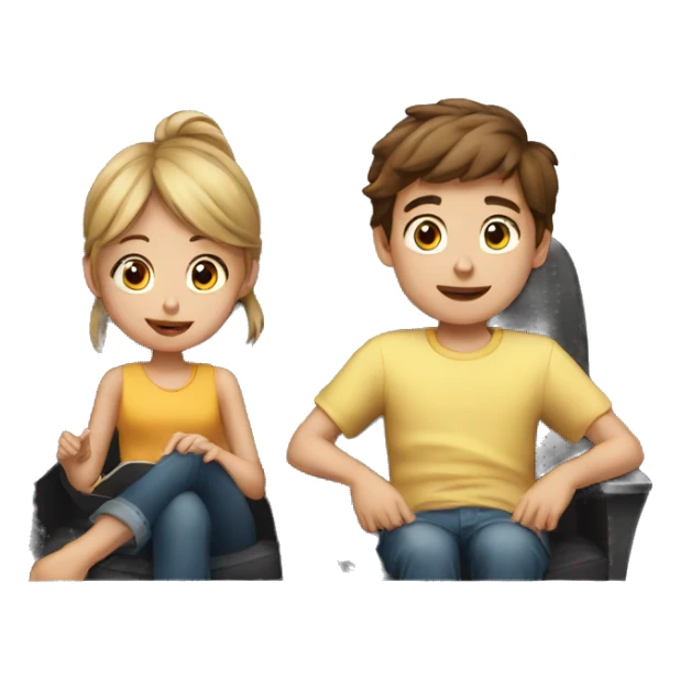 A girl and a boy watching movie together  sticker
