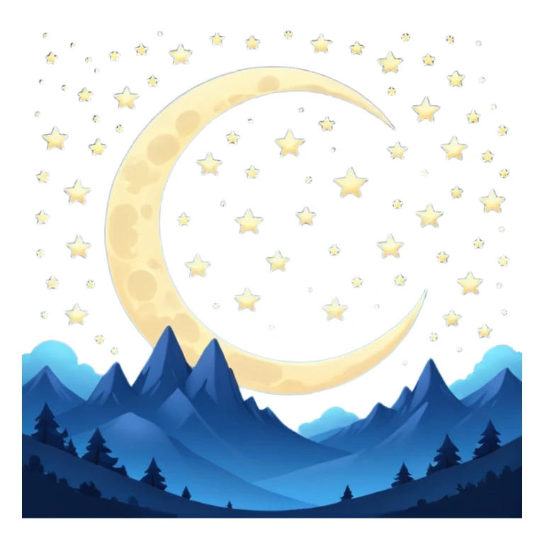 calm night sky, glowing stars and moon, circle avatar sticker
