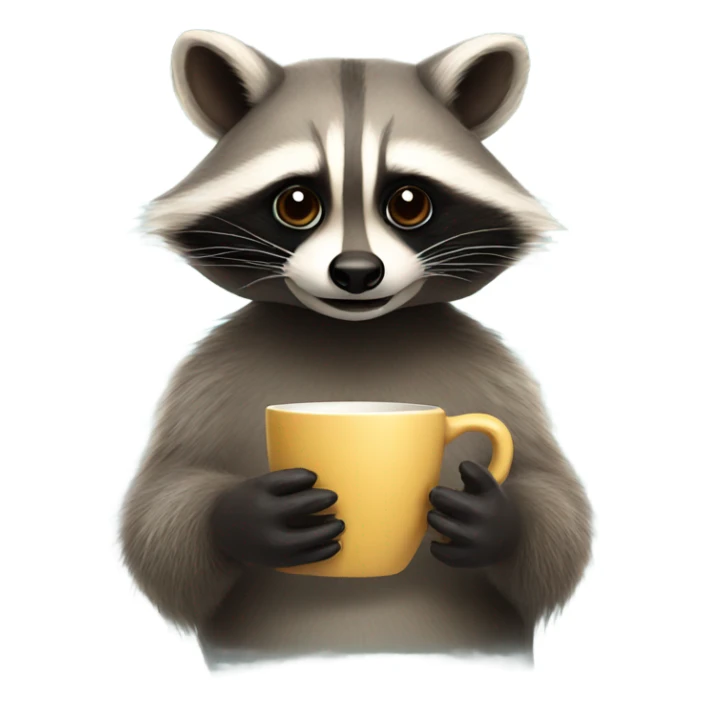 Raccoon holding a cup of coffee sticker