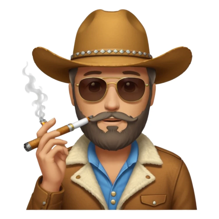 White cowboy with beard and sunglasses smoking a stogie sticker