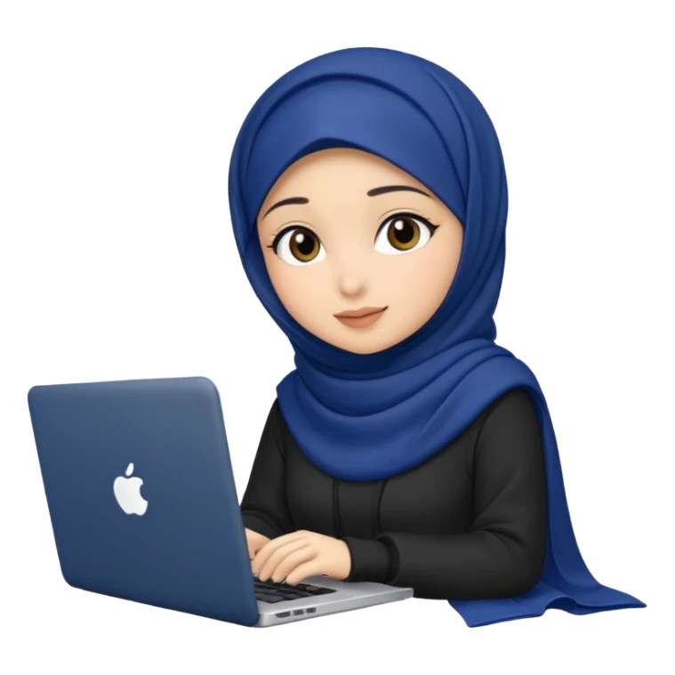 dark blue hijab cute girls with labtop  sticker