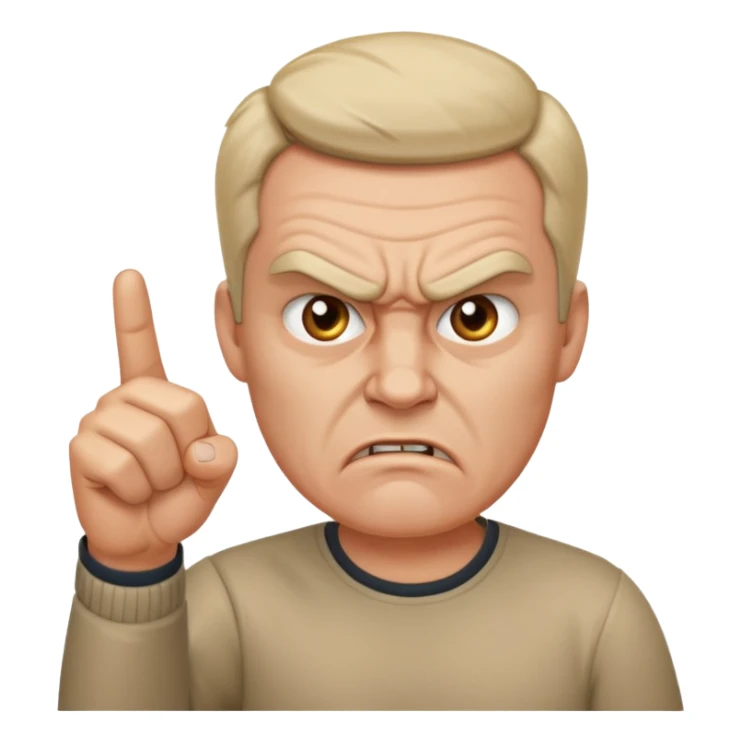 angry man pointing fingure at his own face sticker