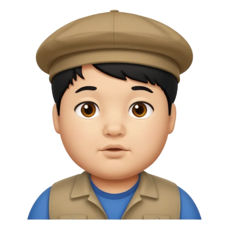 chubby boy black hair wearing cap sticker