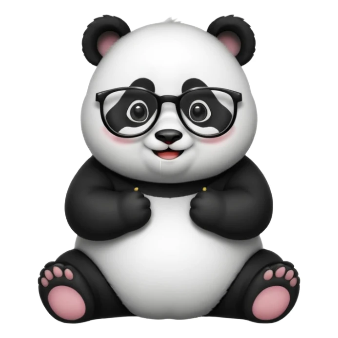 full body of panda wear glasses, front view sticker
